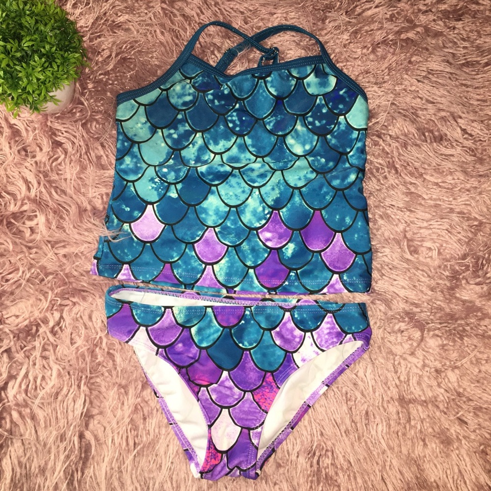 NWOT Girls mermaid two piece bikini set